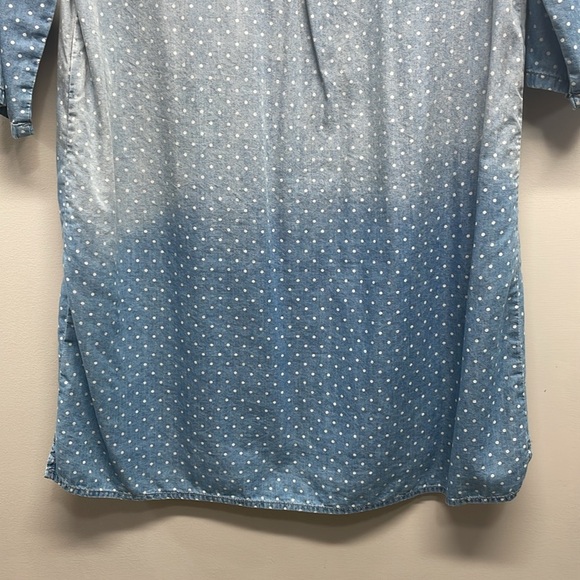 Luxology Chambray Denim Dot Shift Shirt Dress with Pockets 6 - Picture 7 of 16